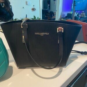 Karl Lagerfeld Black Tote with Gold Accents